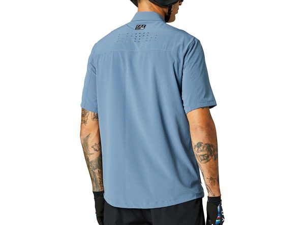 Fox Racing Flexair Woven Short Sleeve MTB Jersey - Matt Blue Online Hot Sale - Image 2