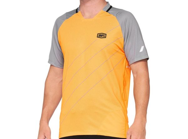 100% Celium Short Sleeve MTB Jersey - Orange-Gray - 2021 For Cheap