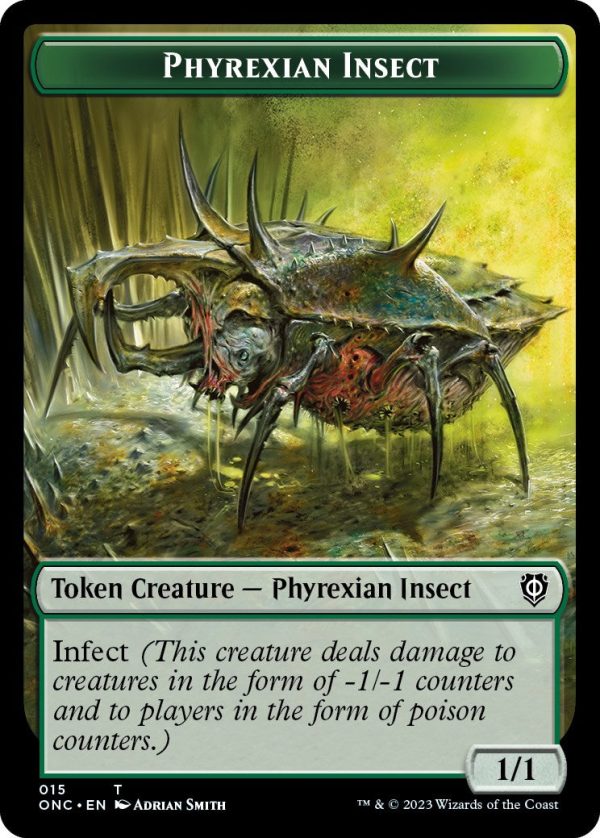 Phyrexian Wurm    Phyrexian Insect Double-Sided Token [Phyrexia: All Will Be One Commander Tokens] Discount - Image 2