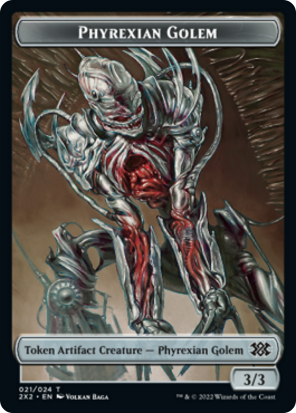 Elemental    Phyrexian Golem Double-Sided Token [Double Masters 2022 Tokens] Supply - Image 2