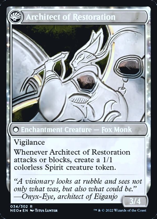 The Restoration of Eiganjo    Architect of Restoration [Kamigawa: Neon Dynasty Prerelease Promos] For Discount - Image 2
