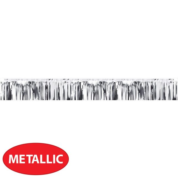 Metallic Party Fringe Banner Silver Hot on Sale - Image 5