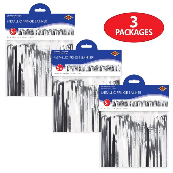 Metallic Party Fringe Banner Silver Hot on Sale - Image 4